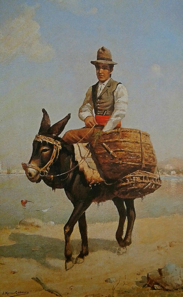 A man riding a donkey Print